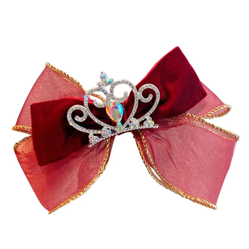 

Trendy Velvet Bow Crown Hairpins Versatile Long Hair Clips Hair Accessories Headwear