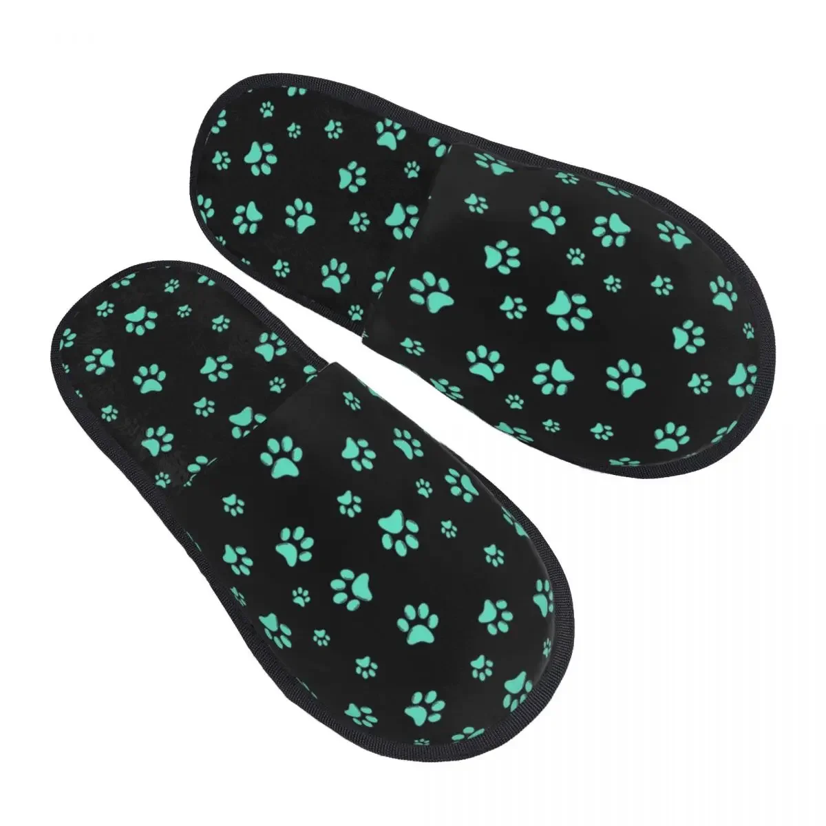 Slippers maison en mousse à mémoire forme pour femmes, zapatos sin cordones personalizados, motivo patte chien aqua