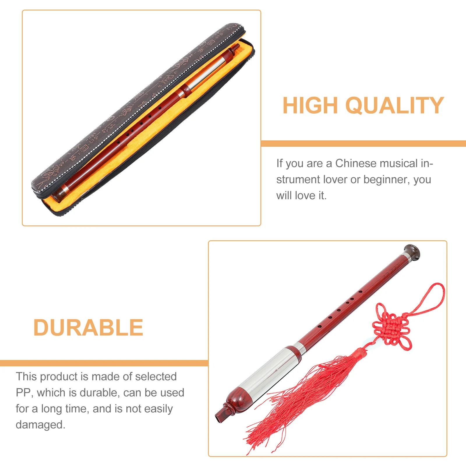 1Set Bawu Premium Resin Bawu Flute Vertical Blow Folk Music Instrument Lightweight Portable Set with Storage Case