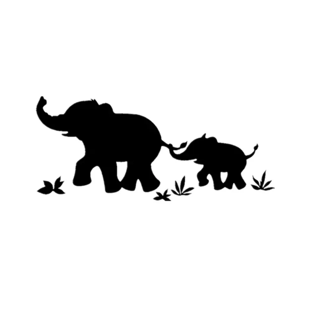 Mother Baby Elephant Silhouette Vinyl Car Decal Waterproof Animal Sticker For SUV Truck Window Bumper Auto Exterior Decor