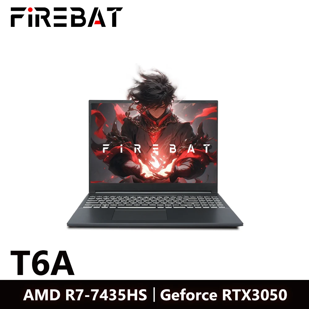 FIREBAT T6A 16 Inci AMD Ryzen7 7435HS Geforce RTX 3050 DDR5 165Hz Wifi6 BT5.1 16GB 512GB Laptop Notebook Gamer Gaming