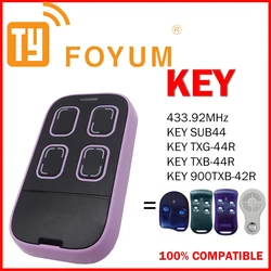 Remote control for garage door Opener, 433MHz, rolling code, Compatible with KEY TXB-42R, TXB-44R, TXG-44R, SUB-44R rf Command