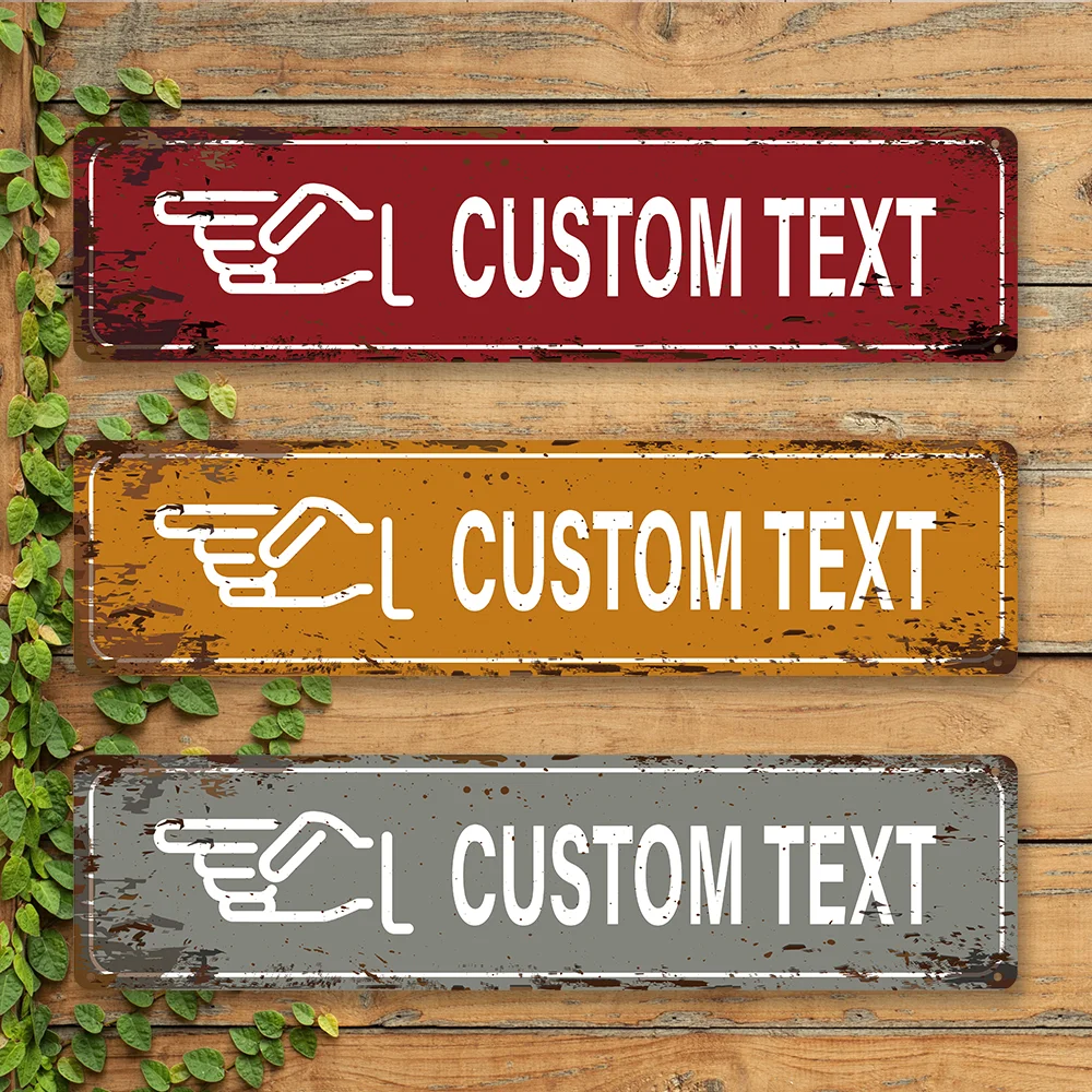 

1pc cool colorful red/yellow/gray hand indication direction Personalized Text Iron Wall Signs Metal Wall Plaque For Living Room