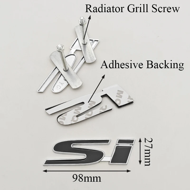 تصفيف السيارة ثلاثية الأبعاد معدن الكروم سبائك الزنك شعار SI الجبهة مصبغة شارة الخلفي الجذع شعار ملصق لهوندا سيفيك SI اكسسوارات السيارات