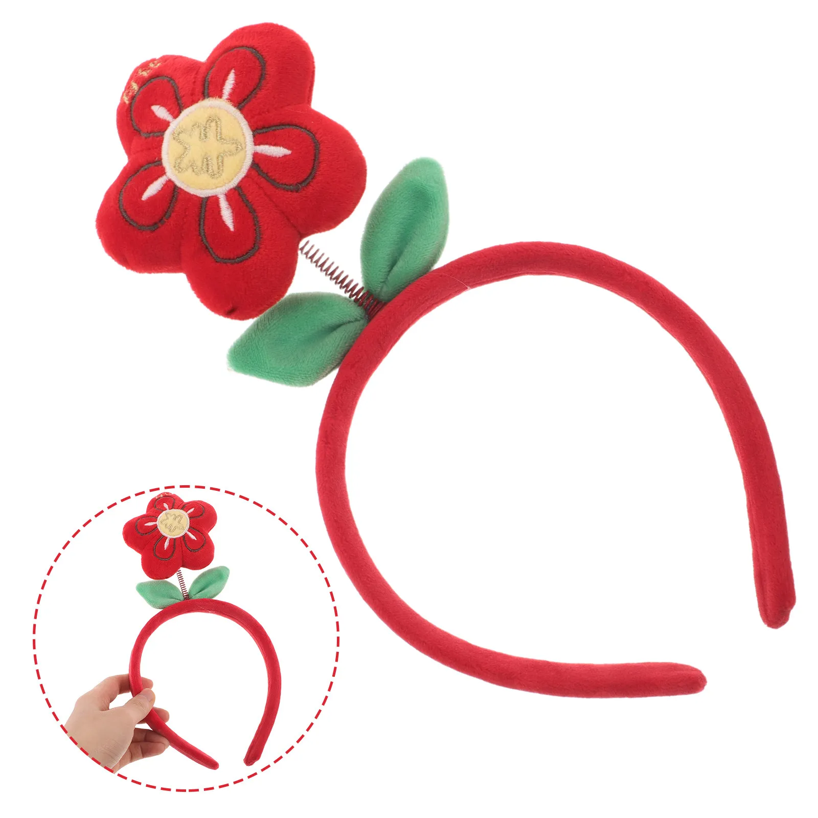 

Red Flower Headband Creative Spring Hair Band Cute Little Red Flower Decorative Hair Accessories for Girls Festive Everyday Wear