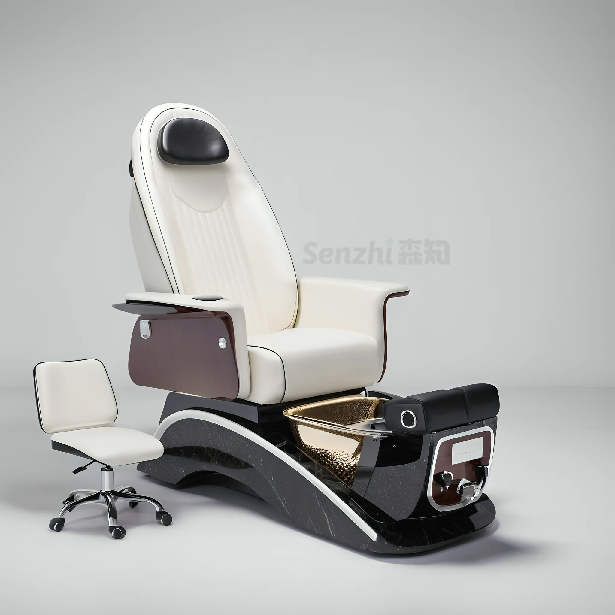 

Modern Luxury Salon Nail Chair For Pedicure With LED Light Pedicure Massage Chair Designed For Nail Salons