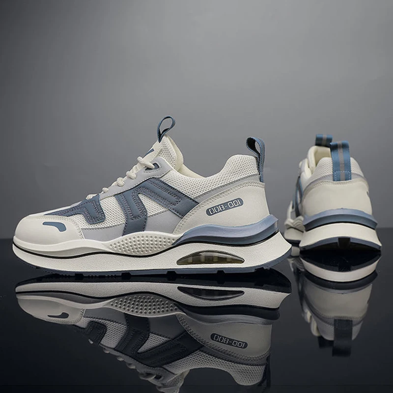 Oulylan Spring Stylish Thick Soled Sneakers Anti Slip Breathable Running Shoes Men Mixed Color Lace Up Sports Footwear