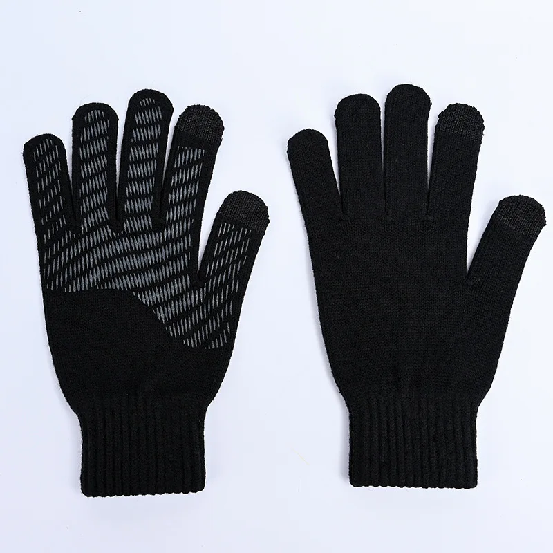 Knitted Autumn and Winter Wool Gloves Outdoor Riding Non-Slip Sports Gloves Palm Dispensing Men Women's Touchscreen Gloves