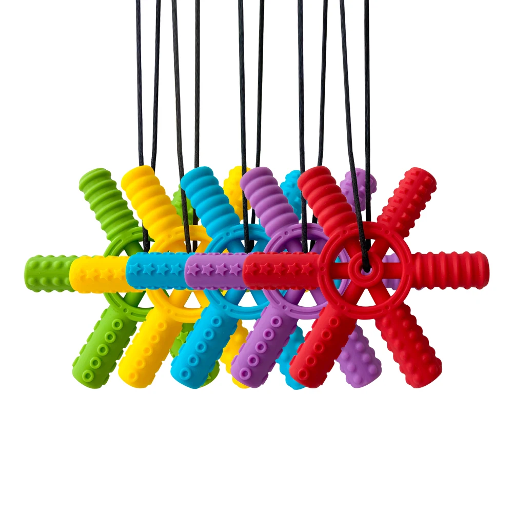 1/5pcs BPA Free Silicone Teether Steering Wheel Shape Baby Kids Chew Pendant for Toddlers Motor Tools Teething Toys