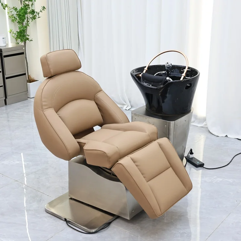 Wholesale Durable Adjustable High-density Sponge Auto Folding Shampoo Chair Shampoo Bowl Electric Salon Wash Shampoo Bed
