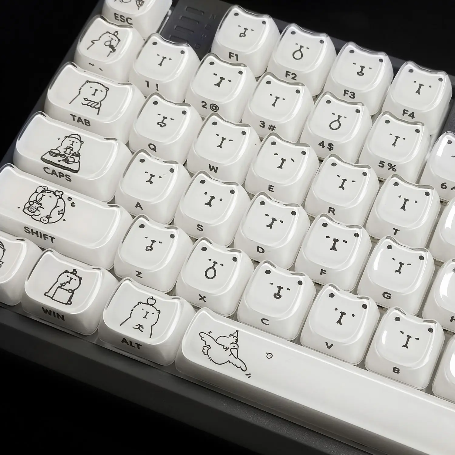 

MAO height cat cat head jelly side engraved keycaps, customized DIY high value PC magnetic axis keyboard keycaps