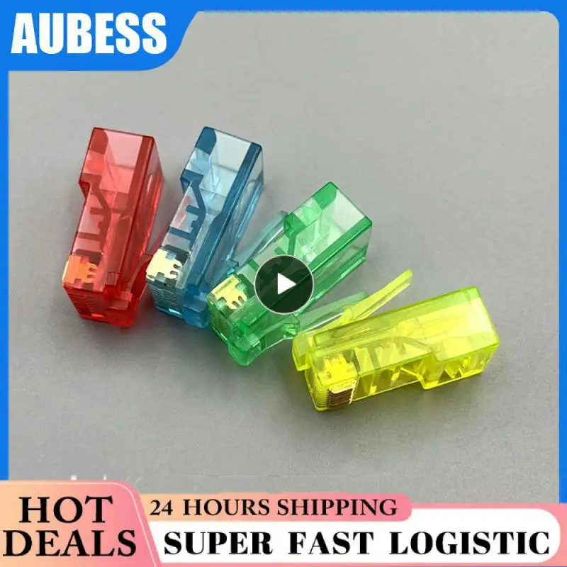 Ethernet Cables Module Plug Network Connector RJ-45 Crystal Heads Cat5 Color Cat5e Gold Plated Cable