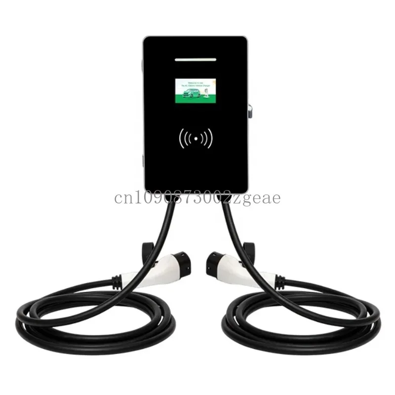 Dual Type 2 AC Wall Box, Home Ev Charging Station, 4.3 Inch LCD Display, Electric Car Ev Charger, 14kW, 22kW, 44kW