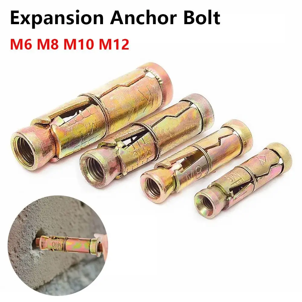 1Pcs M6-M12 Expansion Bolts Heavy Duty Fully Threaded Concrete Wedge Expansion Anchor Carbon Steel Hex Bolt
