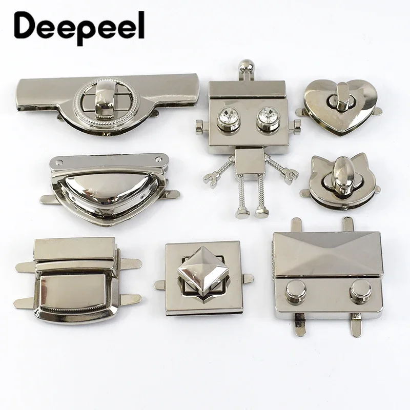 

2Pcs Deepeel Metal Silver Locks Buckle Bag Twist Turn Lock Clasps Handbag Purse Closure Clasp DIY Crafts Hardware Bags Accessory