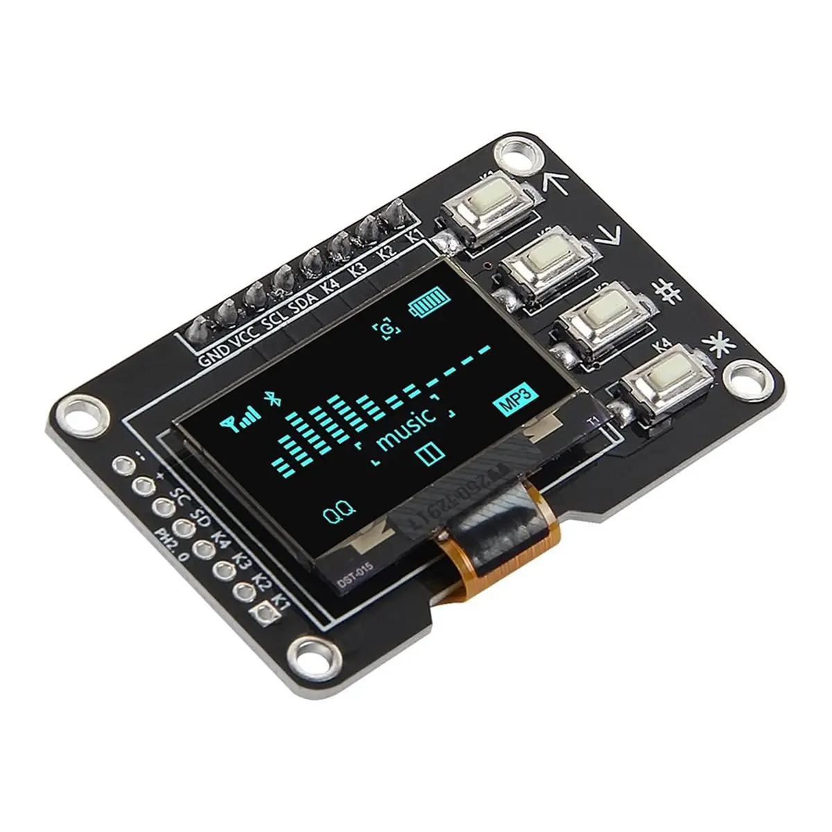 5PCS 0.96 Inch OLED Display Screen Module 12864 IIC SSD1315 with Matrix 4-Key Keyboard
