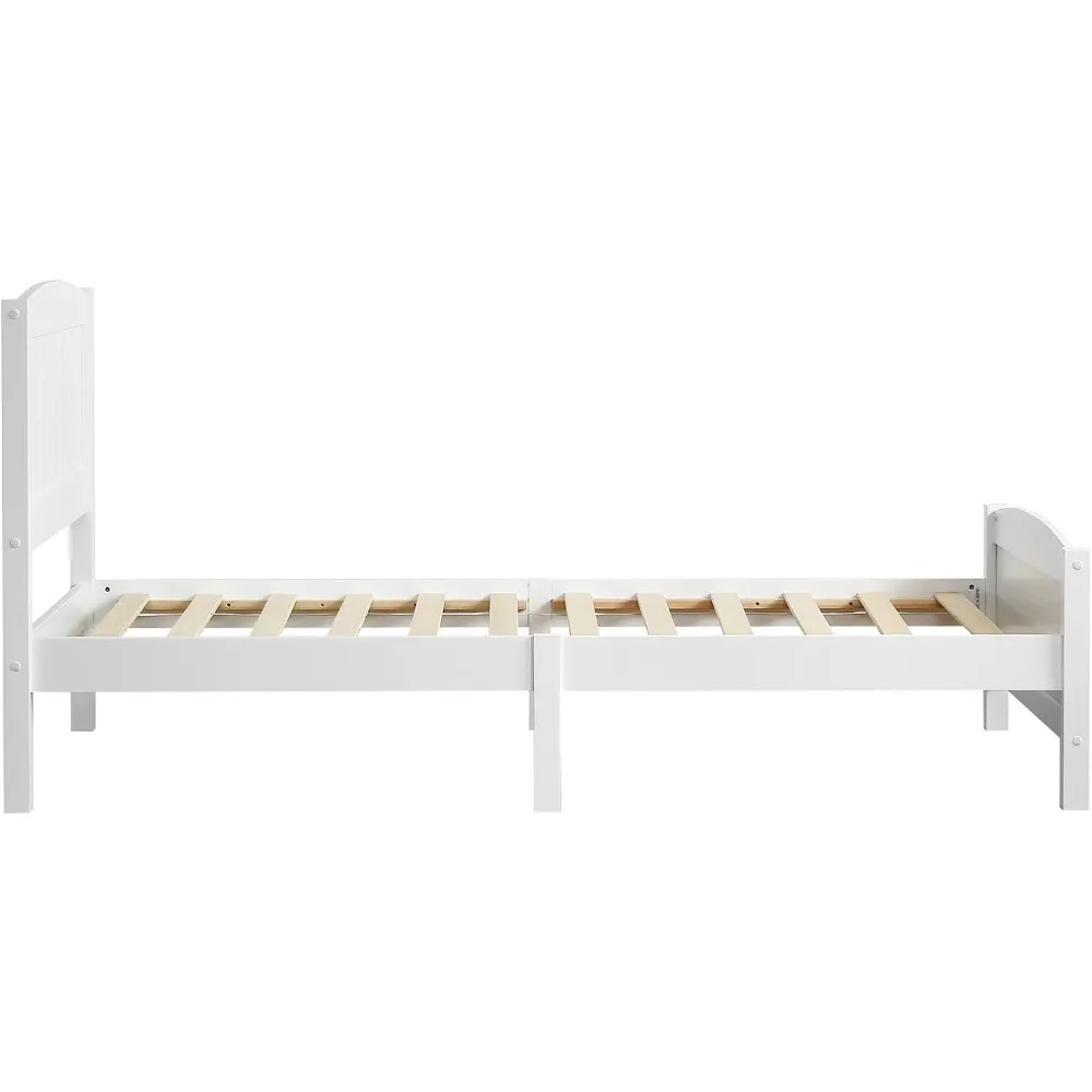 Bedframe De Madeira Com Footboard, Cama De Gêmeo Quadro, Cabeceira, Plataforma Do Quarto, 12 Suporte De Slat