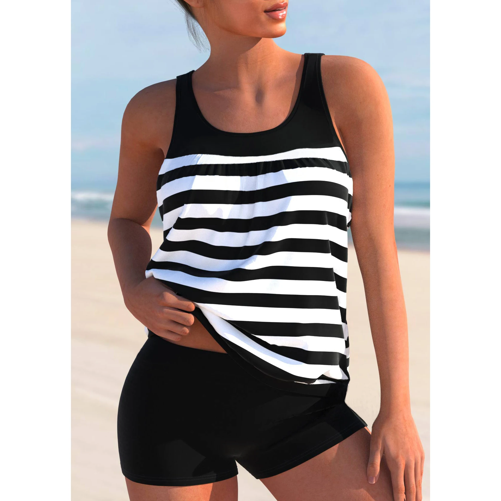 2023 Women's Printed Beach Swimwear Off Shoulder Sexy Bikini Swimwear Summer Tankini Swimwear Tankiny Two Piece Beach Suit