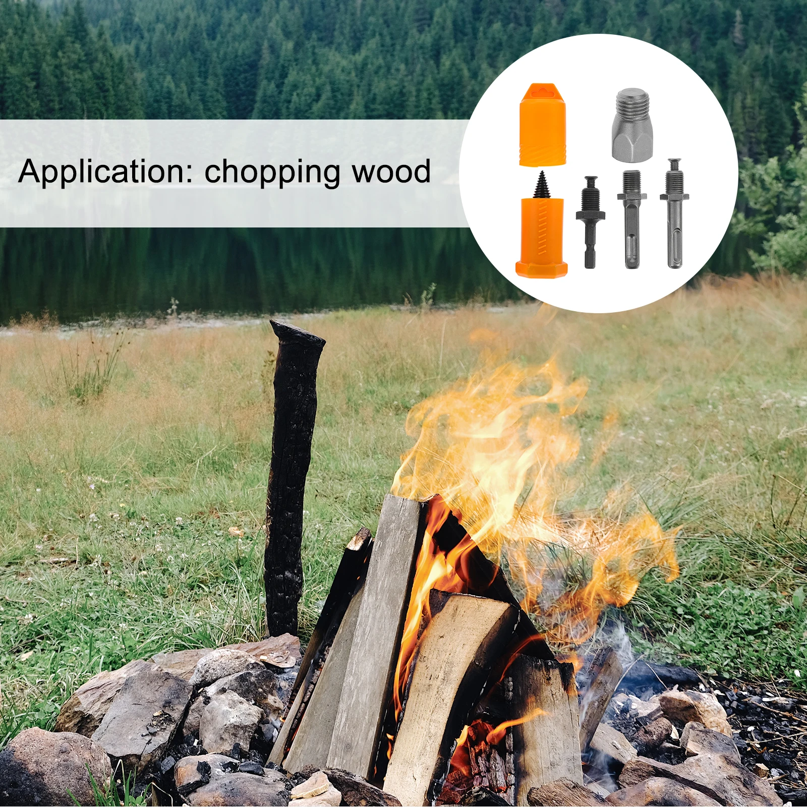 

4pcs Firewood Drill Bit Set Wood Splitter Electric Splitting Tool For Home Camping Farm Use Durable Hardened Splitting Drill