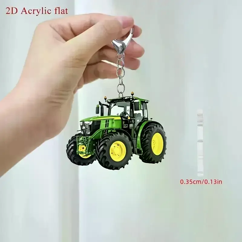 Tractor Keychain Flat Metal Unique Design Gift for Car Driver Backpack Student Teachers Farmers 1PCS