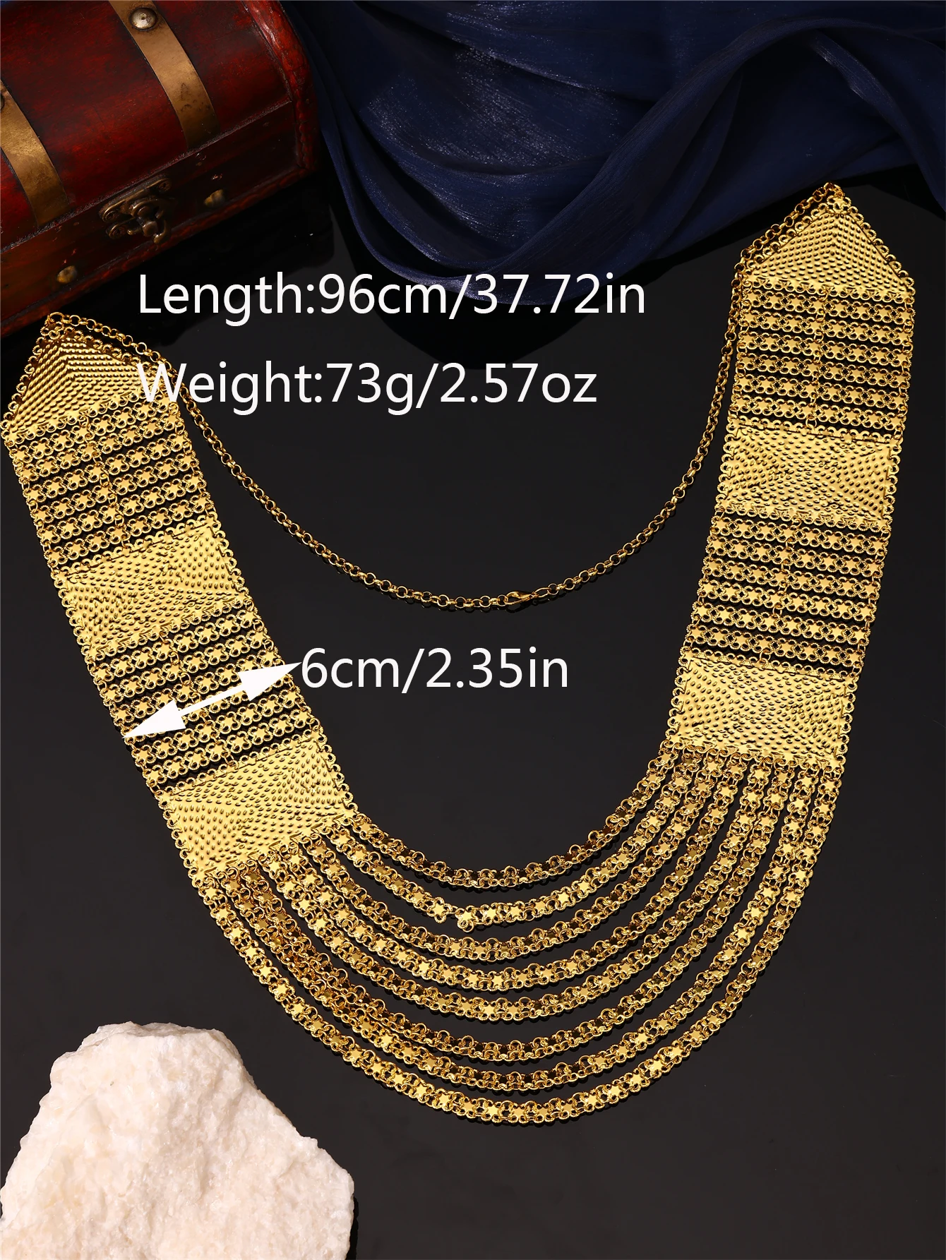 1pc Arabic Lady Luxury Multi-Layered Flowing Necklace - Women's Wedding Banquet Jewelry - view 6