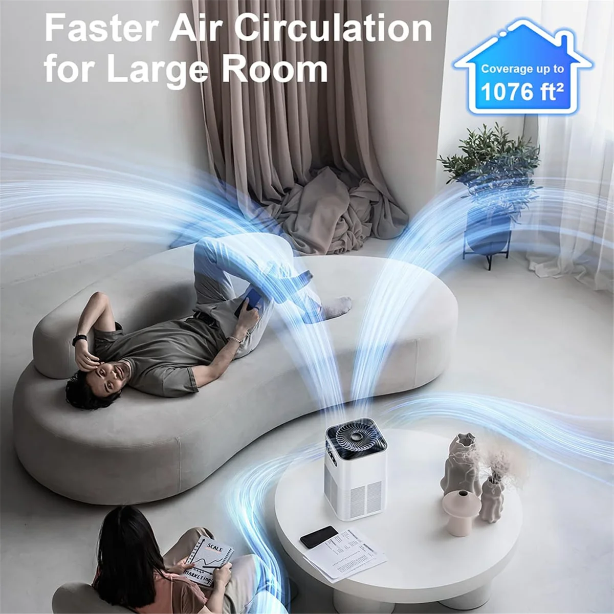 HOT Air Purifiers for Home - with Aromatherapy Diffusion Function for Pet Dander, Smoke, Dust, Pollen, and Odor Eu Plug