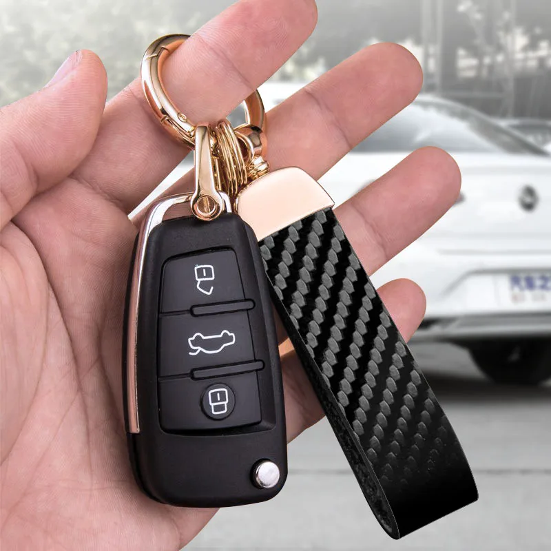 Leather Carbon Fiber Car Keychain Zinc Alloy Keyrings For Jeep JL Gladiator XJ Grand Cherokee Patriot Compass Willys Wrangler Re