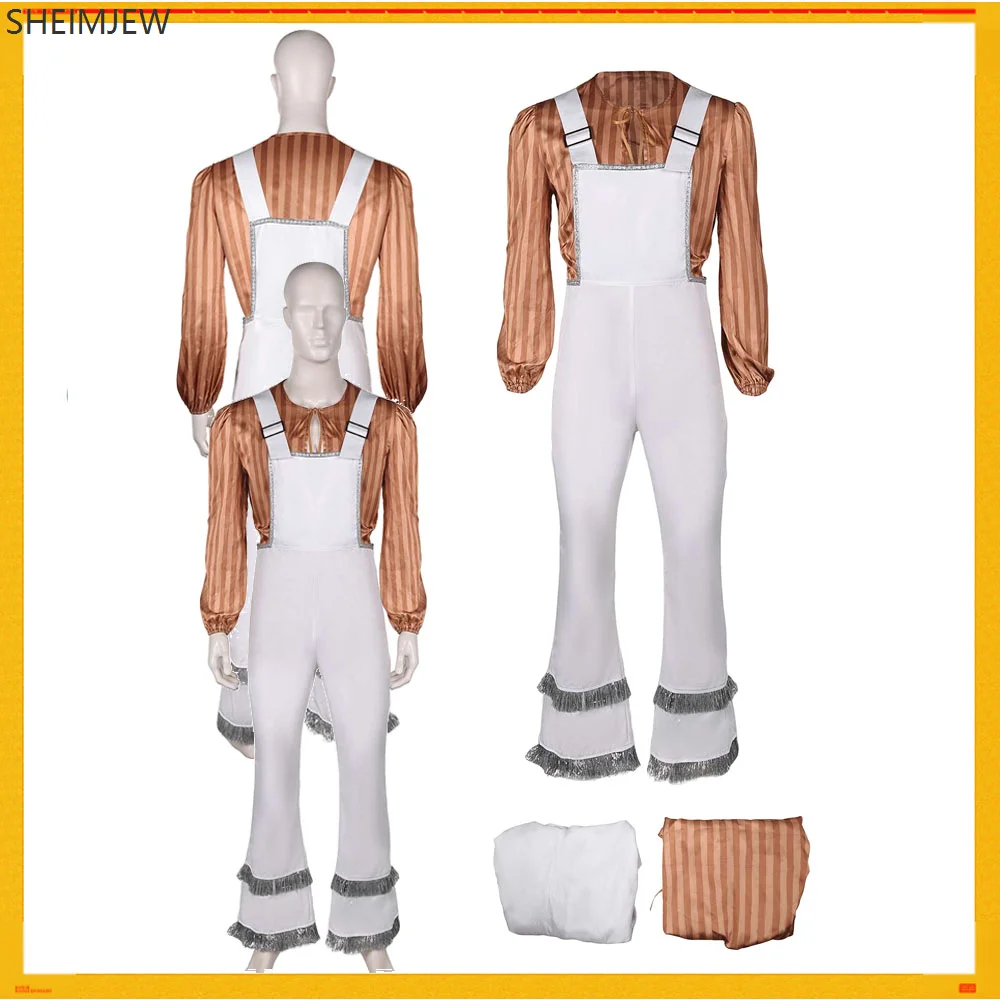 

Movie Role Play Fantasy Men's Adult Costume Shirt Overalls Suit Retro Stripe Style Halloween Carnival Party Circus Clown Dress