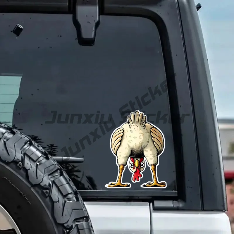 Upside Down Cartoon Chicken Vinyl Car Decals Waterproof Funny Chick Stickers for Car, Laptop, Tumbler，Refrigerator