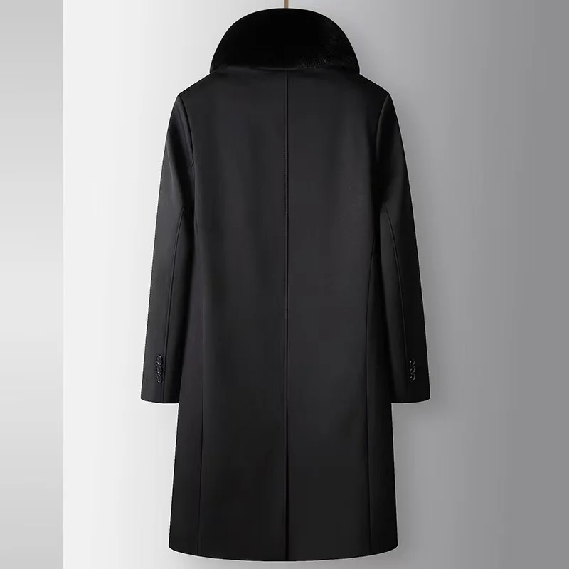 2025 شتاء جديد الرجال فطيرة التغلب على معطف الركبة طويلة فرو المنك طوق انفصال فرو المنك بطانة داخلية الأعمال باركر معطف