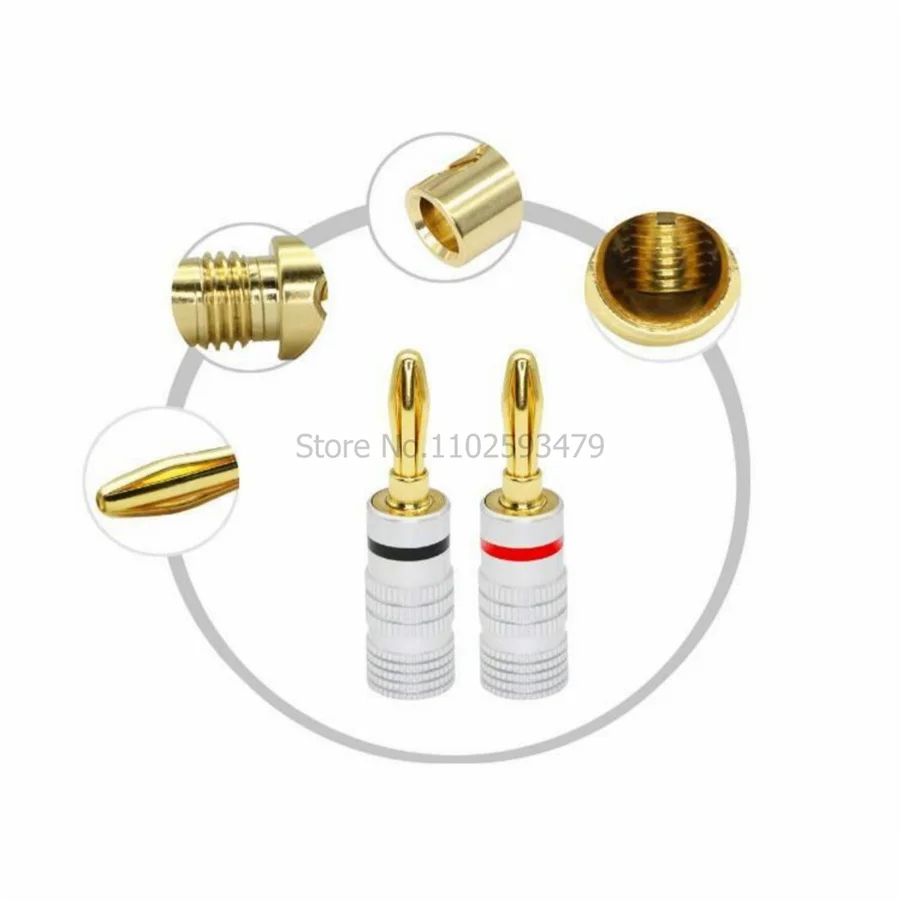 20pcs/10pairs BANANA PLUGS 24K Gold-plated 4MM Banana Connector with Screw Lock For Audio Jack Speaker Plugs Black&Red