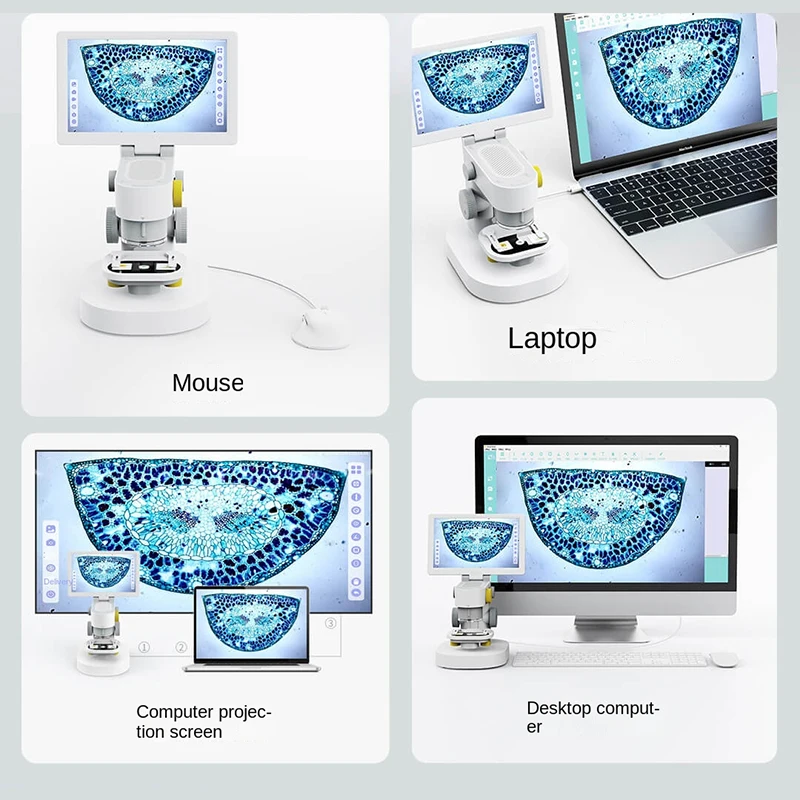 Potrójny aparat cyfrowy mikroskop biologiczny 1200X 9 \'\'ekran dotykowy IPS 1080P slajd dorosłe dziecko bio inteligentny detektor inteligentny