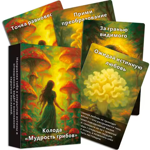 Russian Oracle Deck, Whispers from Mushrooms, Personal Growth and Clarity, 12*8cm, 48 Oracle Cards, Gift Set for Friends
