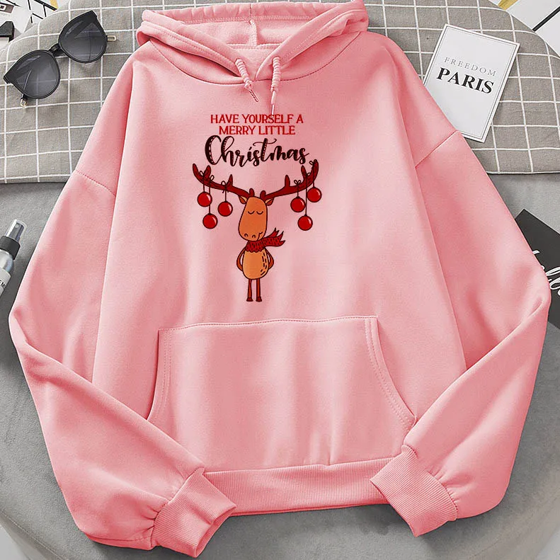 

Autumn Cute reindeer Print Hoodie Korean Fashion Harajuku Merry Christmas hipster Hoodies With Pocket Tracksuit Moletom Female