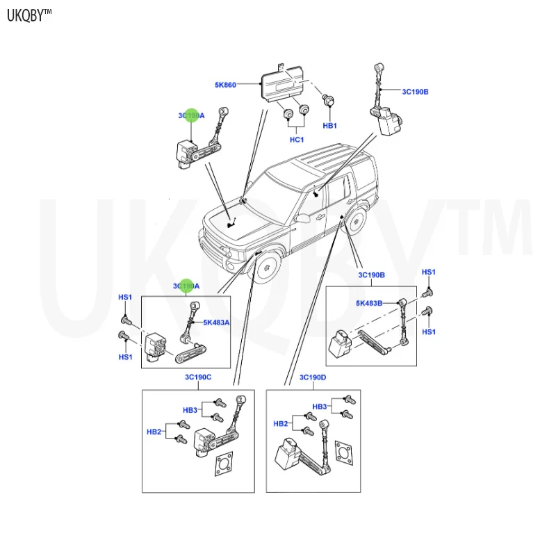 La nd R ov er Di sc ov ery  3 2005-2009 CL AS S LR020155 Sensor Assembly