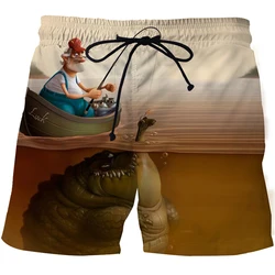 3D printed beach shorts in summer fishing Harajuku funny hip-hop swimming men's shorts unisex loose sports five-point shorts