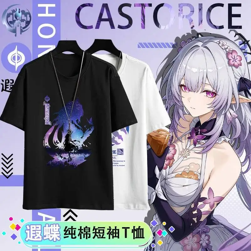 

Anime Game 2025 Honkai: Star Rail Cos Tribios Mydei Castorice Aglaea Etc. Unisex Simplicity Round-Neck Pure Cotton T-Shirt Gift