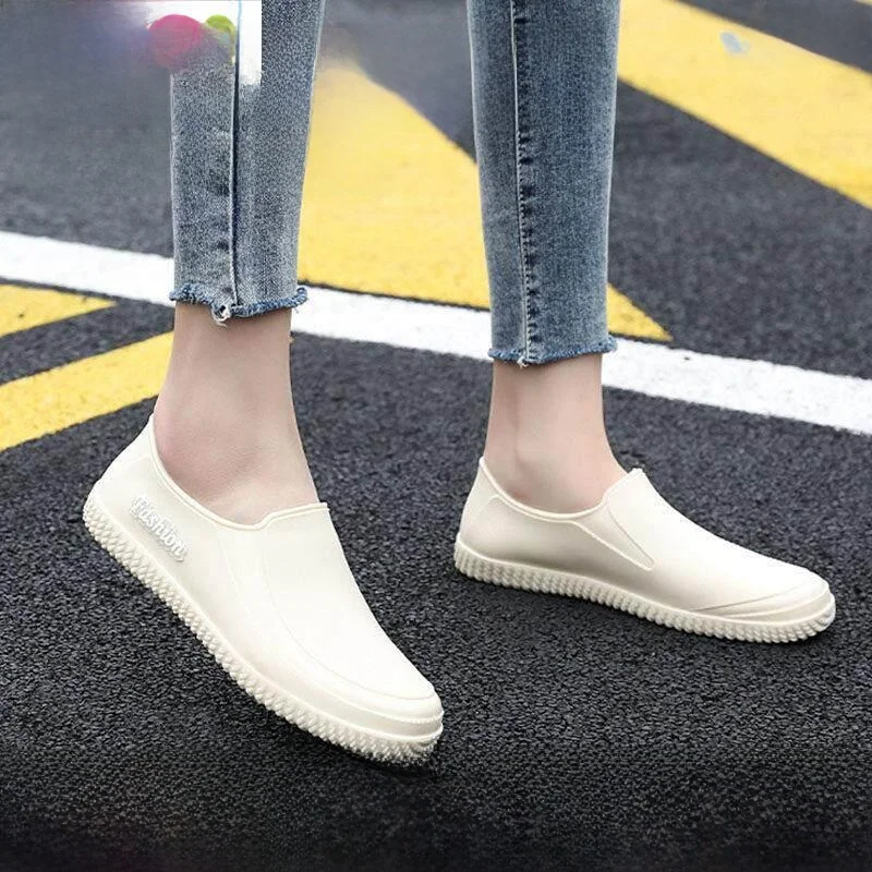 

Fashionable Short Tube Women's Rain Boots Korean Style Non-Slip Rubber Waterproof Kitchen Work Boots Adult Outdoor Slip-On Shoes