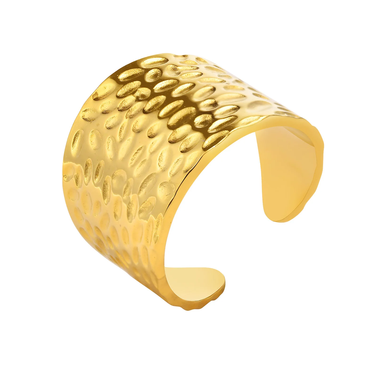 

Stainless Steel Wide-Opening Ring With Gold Plating, Retro Baroque Style And Texture Design, A Gift For Your Boyfriend