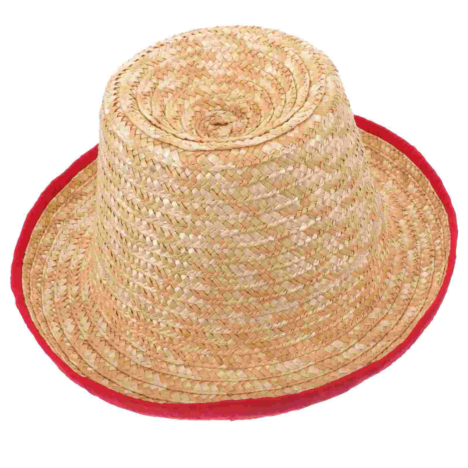 Toddler Straw Hat Juggling Pink Acrobatic Performance Prop Sombreros Grass Cotton