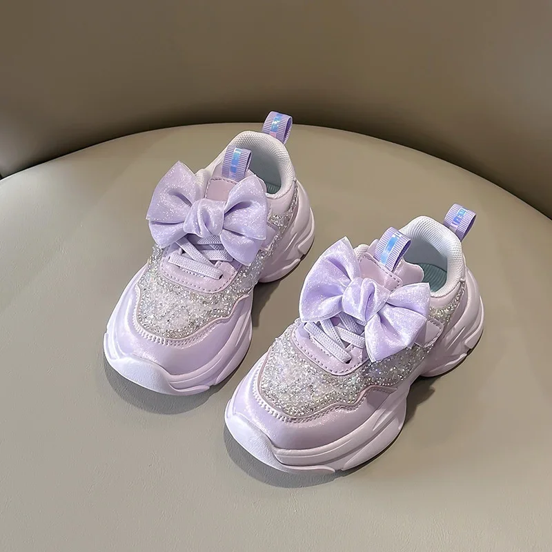 

Осенние туфли принцессы для девочек, праздничная обувь с бантом и цветочным узором, модная детская удобная танцевальная обувь для маленьких девочек на мягкой подошве с блестками