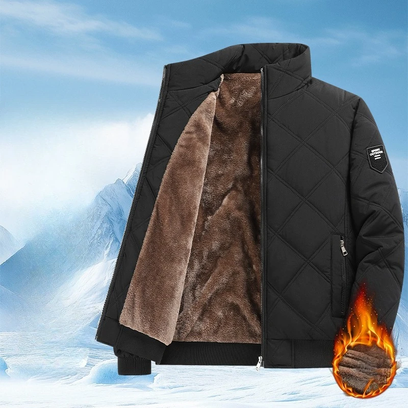 남성 코트 두꺼운 따뜻한 봄버 재킷 가을 겨울 플리스 안감 재킷 남성 겨울 의류 파카 플러스 사이즈 M-8XL 패딩 재킷