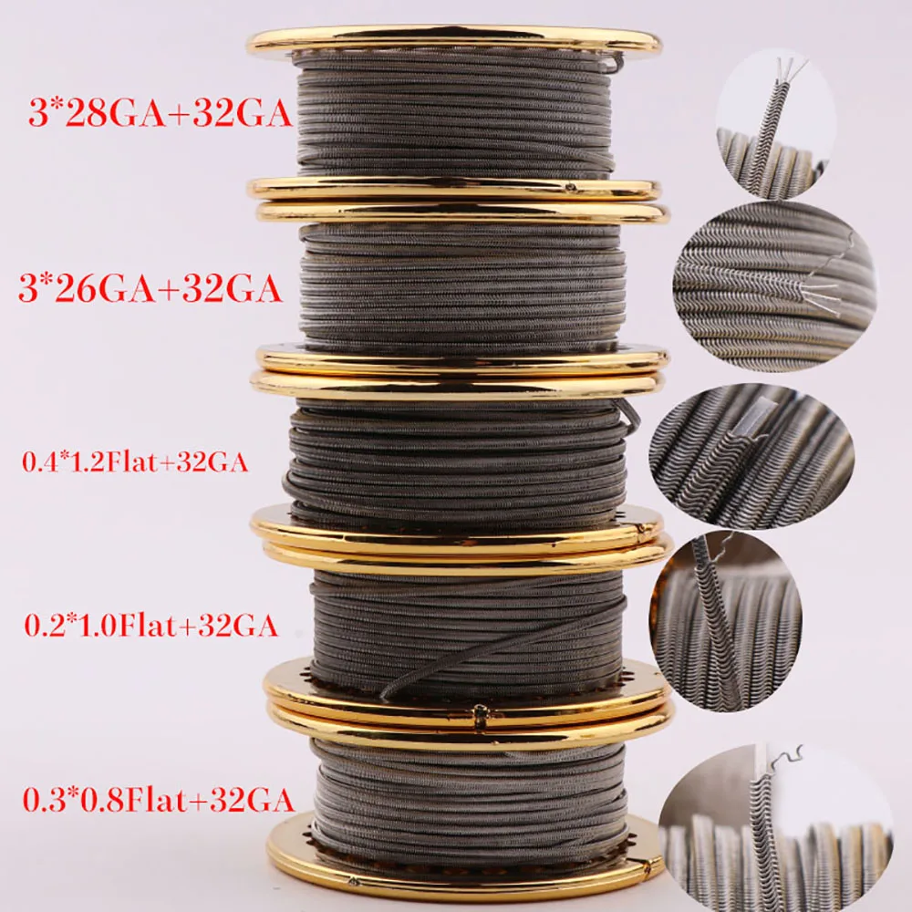 XFKM 5M/roll NI80/A1/SS316L Alien v2 wire Fused Clapton Prebuilt Coils Premade Coil for MTL RDA RTA RBA Mod Heating Wire