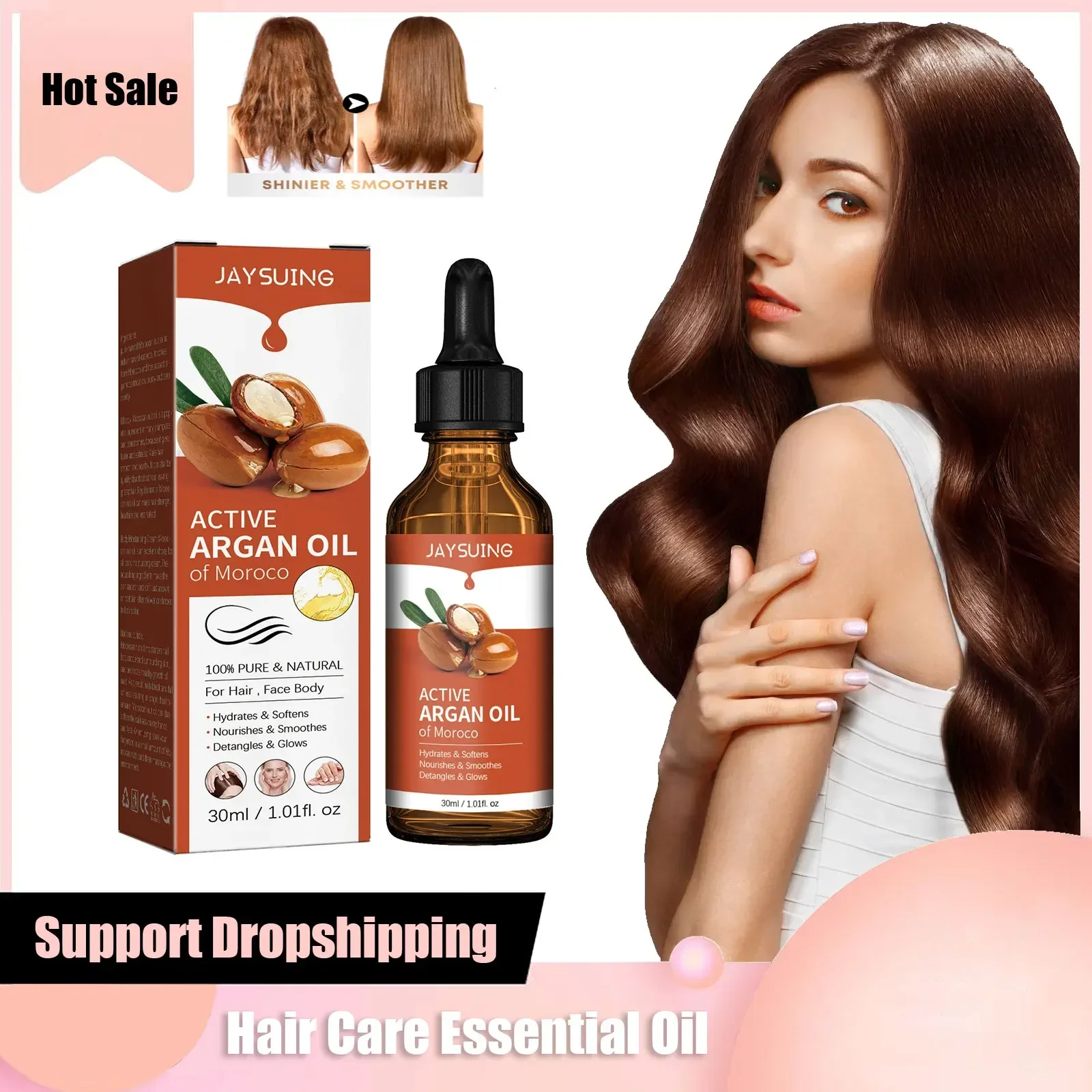 Hair Care Essential Oil Anti Hair Loss Smoothing Straightening Soft Repair Itch Thinning Damaged Hair Pure Morocco Argan Serum