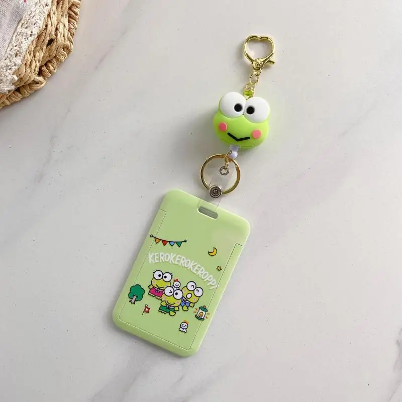 Kawaii Sanrio Hello Kitty Keroppi Card Holders Keychain Pendant Id Card Door Badge Card Case Ins Cartoon Birthday Gift For Girls