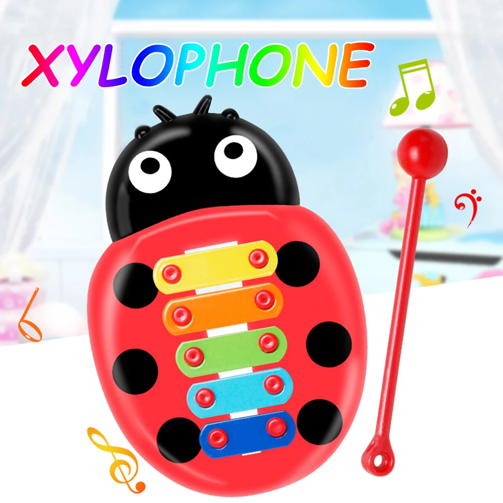 Ladybug Glockenspiel 8 Notes Glockenspiel Xylophone with Mallet Percussion Musical Instrument   Preschool Learning Musical Toy