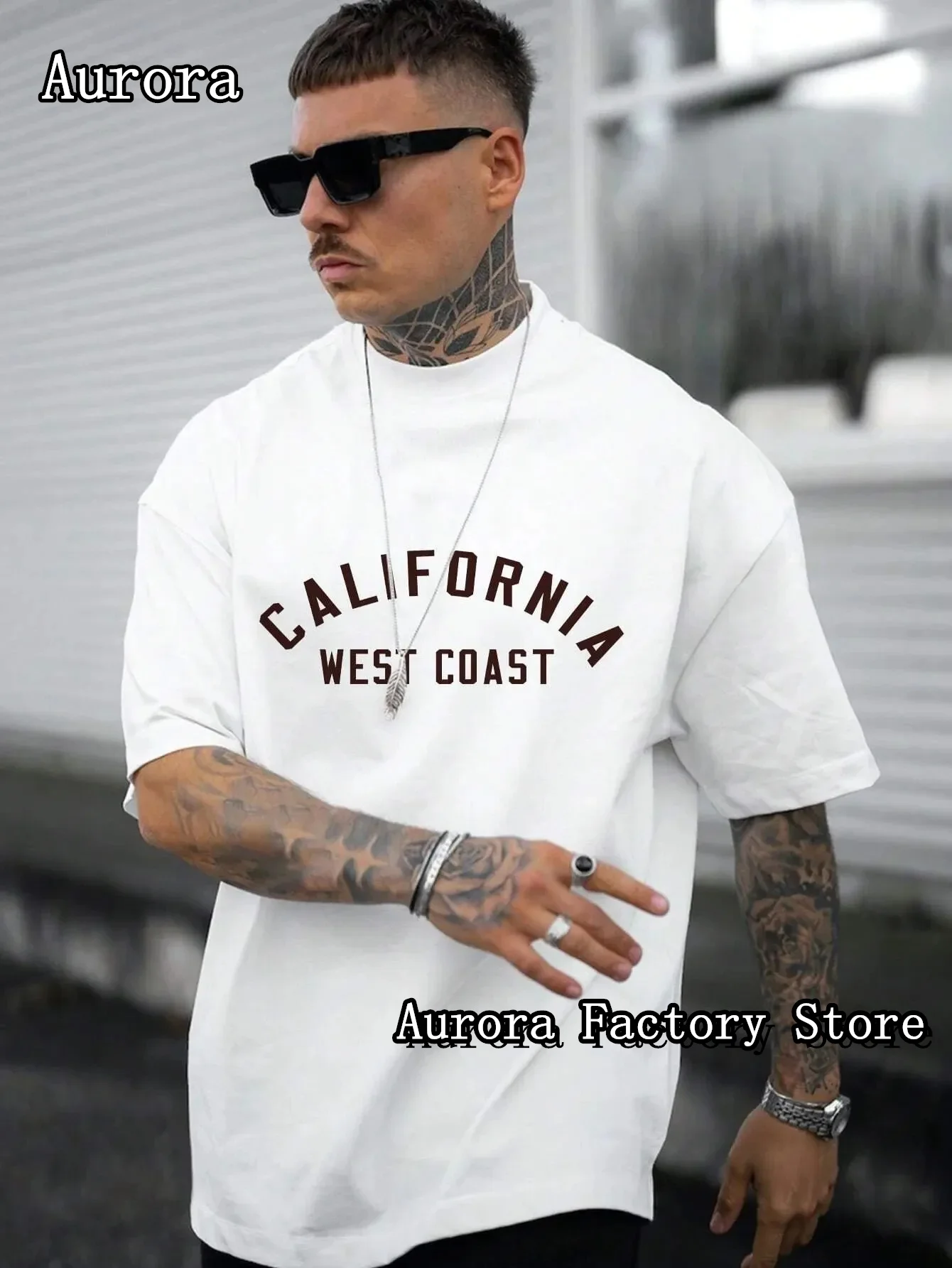 Summer Men Cotton T-Shirt California West Coast Print Tops Tees Male Casual Clothing Fashion Short Sleeve Streetwear Clothing