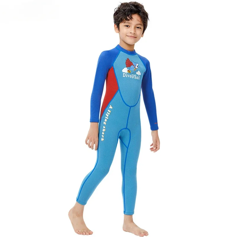 Premium DIVE&SAIL Wetsuit for Kids 2.5mm Thermal Full Body Surfing Suit with Long Sleeves Perfect for Snorkeling and Diving