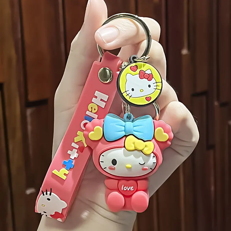 Sanurgente-Porte-clés Hello Kitty Anime Cartoon, Porte-clés de voiture Cinnamoroll, Pendentif poupées, Ornements de sac à dos Kawaii, Cadeaux pour amis