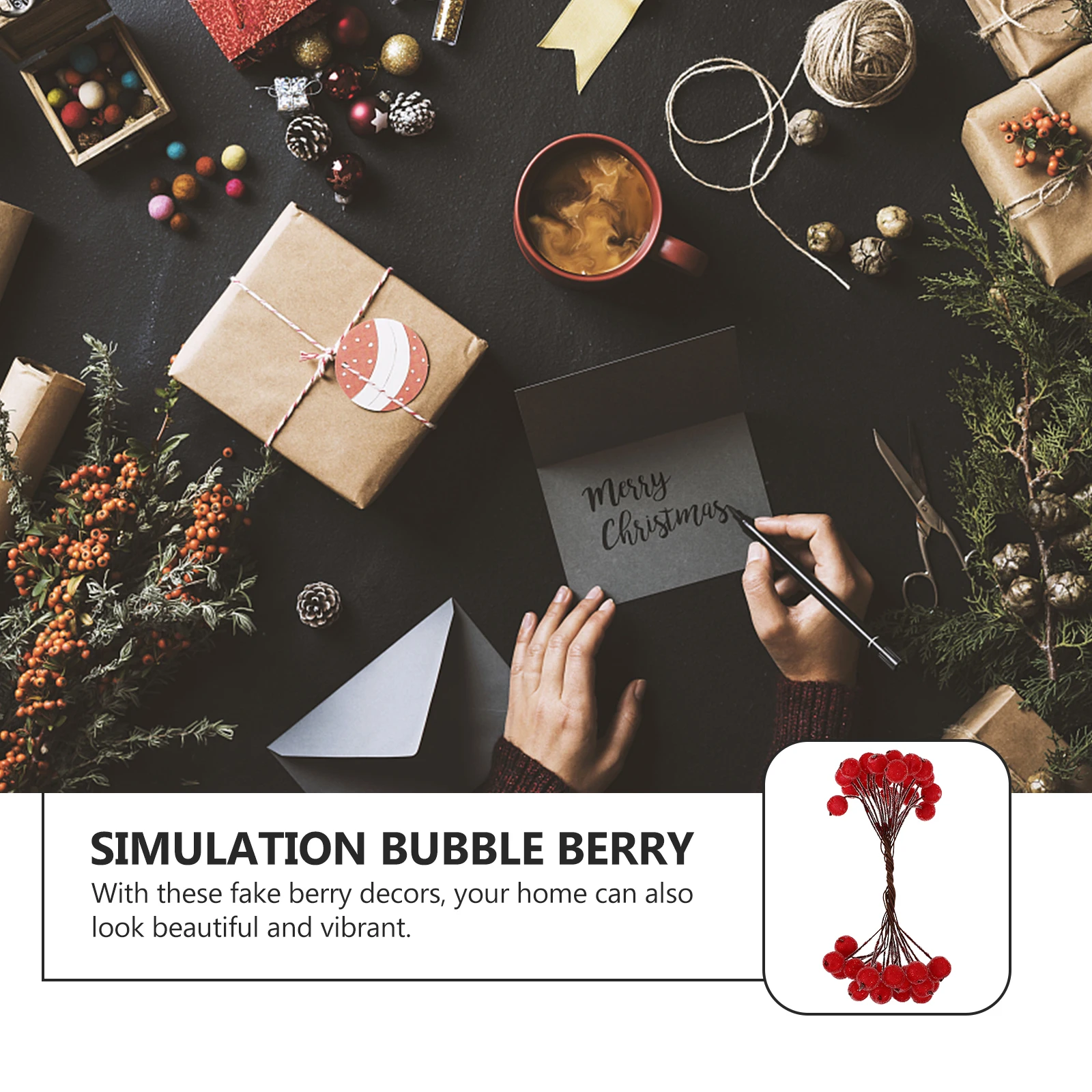 

200Pcs Xmas Berry Decor Simulation Red Berries Artificial Flower Fake Plant Christmas Ornament Artificial Red Berry